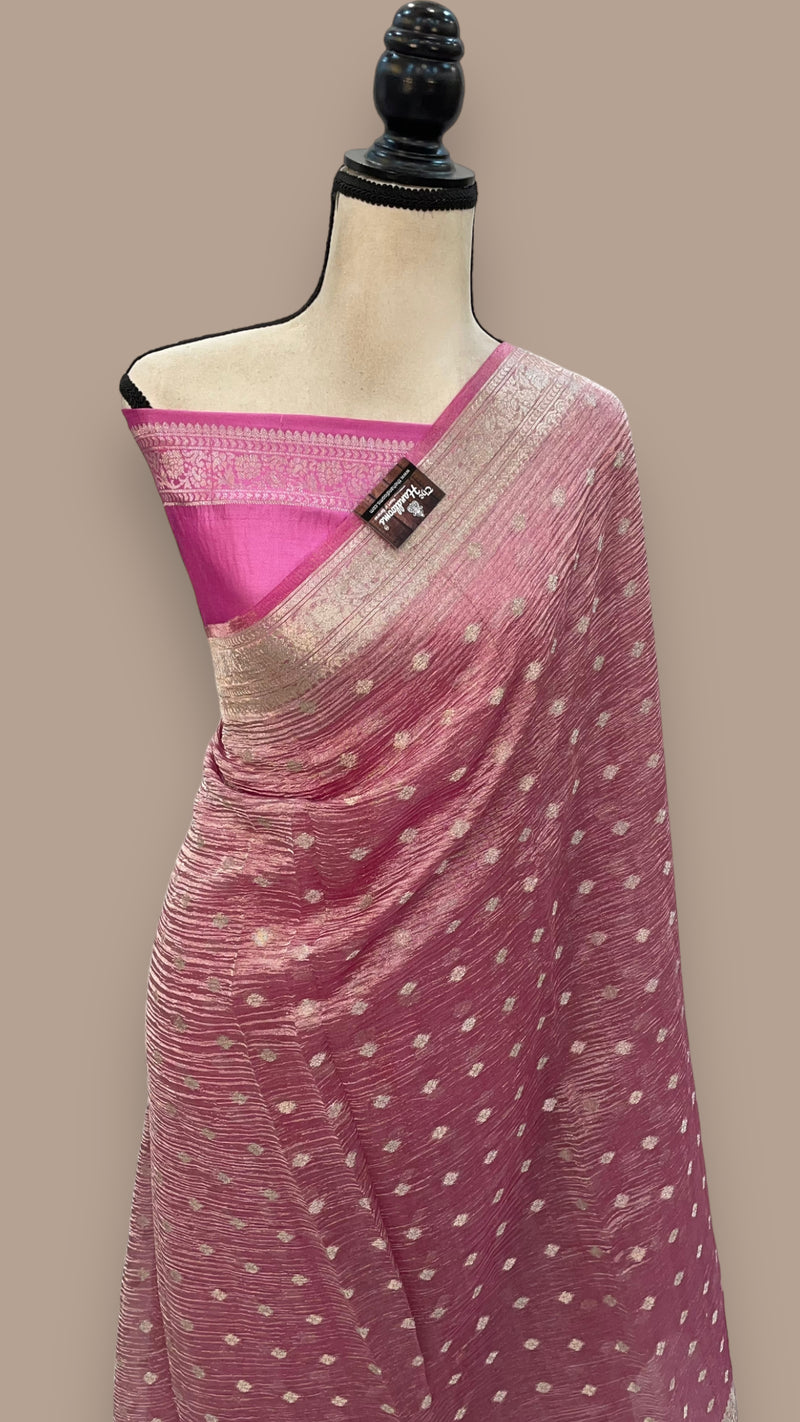 Pure Kora Tissue Crush Handloom Banarasi Saree - The Handlooms
