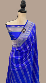 Pure Katan Silk Banarasi Handloom Saree - All over soona roopa  Kadua  stripe - The Handlooms