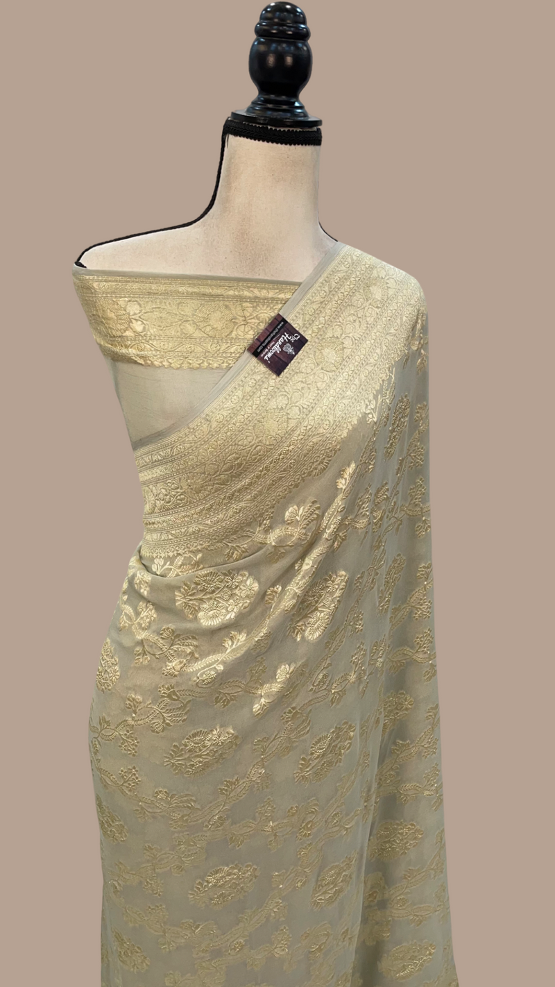 Khaddi Georgette Handloom Banarasi Saree - The Handlooms