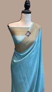 Tussar Georgette Handloom Banarasi Saree - Antique Zari - The Handlooms