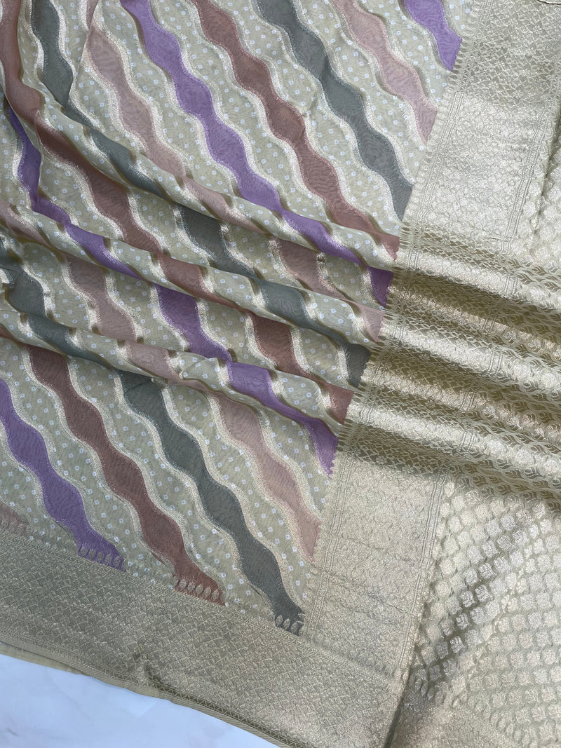 Pure Georgette Banarasi Saree With Rangkat Digital Print - The Handlooms