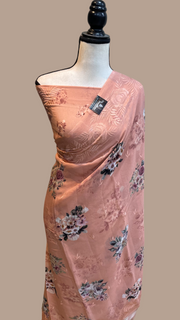 Pure Georgette  Digital Print with Chikankari Handloom Banarasi Saree - The Handlooms