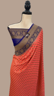 Khaddi Georgette Handloom Banarasi Saree -  Antique zari - The Handlooms