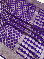 Pure Katan Silk Banarasi Handloom Saree - All over Jaal work - The Handlooms