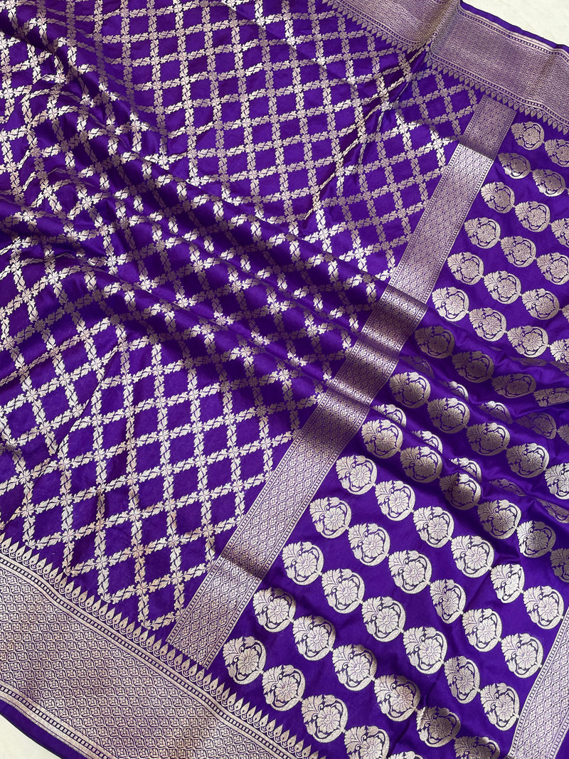 Pure Katan Silk Banarasi Handloom Saree - All over Jaal work - The Handlooms