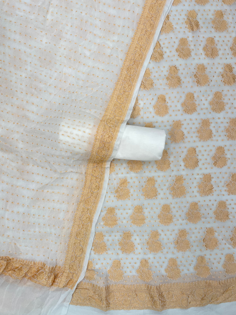 Pure Khaddi Georgette Banarasi Dress material - The Handlooms