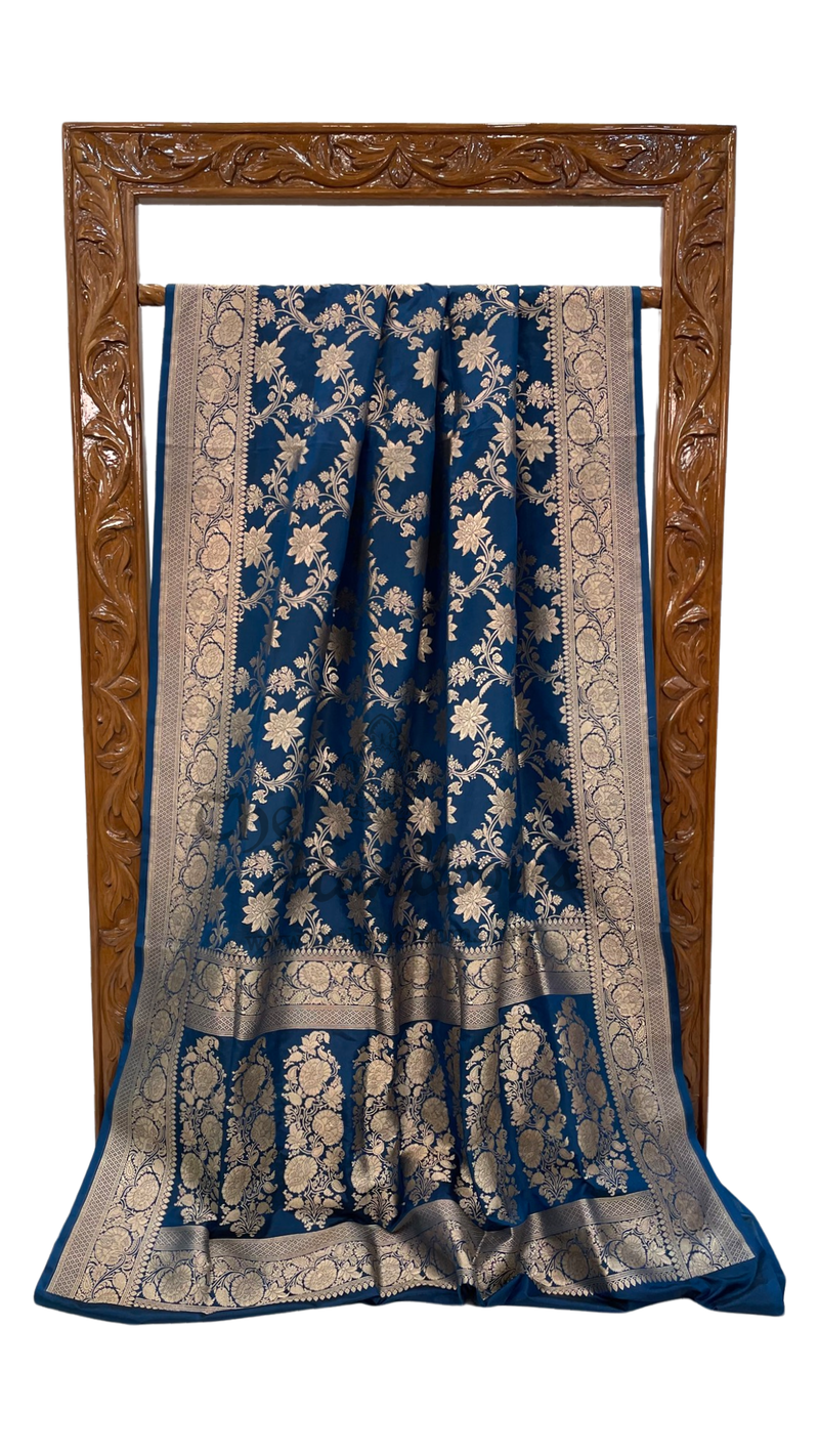 Pure Katan Silk Banarasi Handloom Saree - All Over Jaal Work - The Handlooms