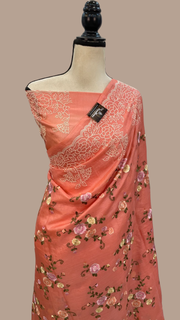 Tussar Silk Handloom Banarasi Saree With Chikankari - The Handlooms