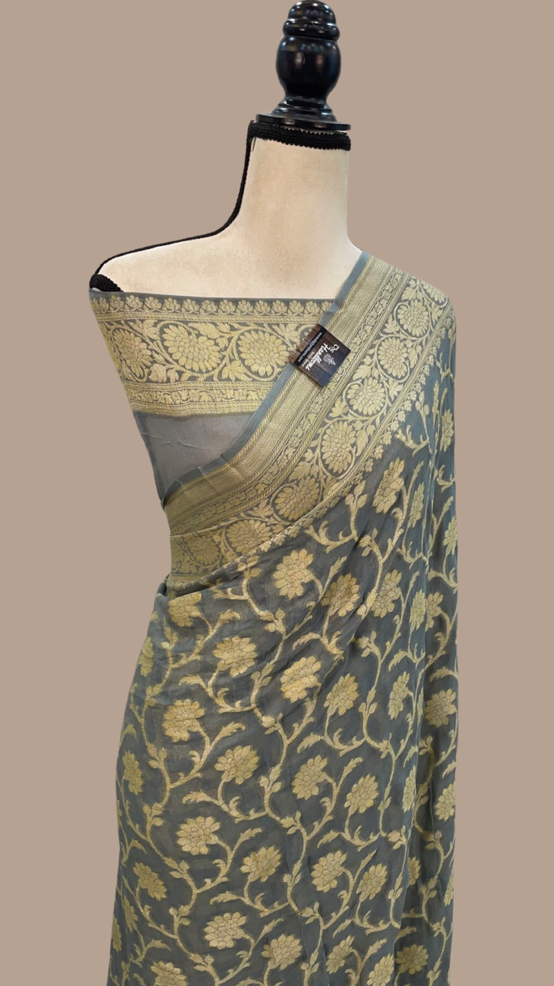 Pure Chiffon Khaddi Banarasi Saree - The Handlooms