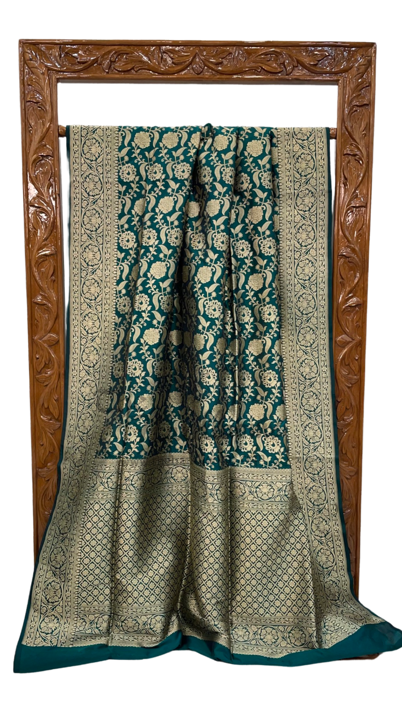Pure Katan Silk Banarasi Handloom Saree - All Over Jaal Work - The Handlooms