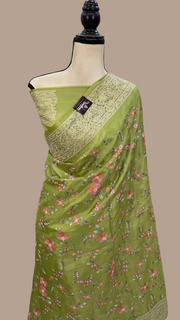 Tussar Silk Handloom Banarasi Saree With Chikankari - The Handlooms