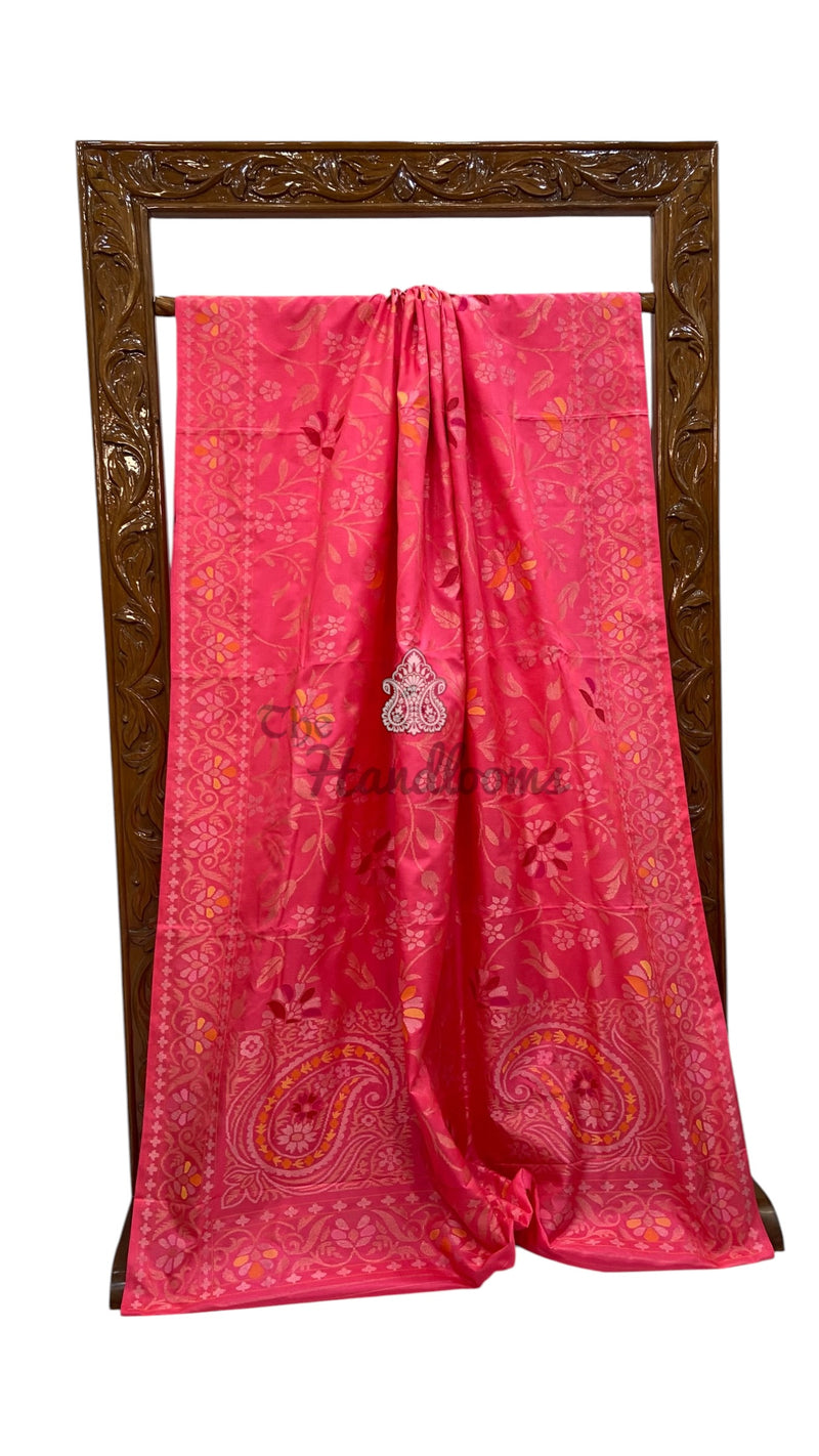 Real Zari Pure Katan Silk Banarasi Handloom Saree - All Over Kadiyal Jaal Work