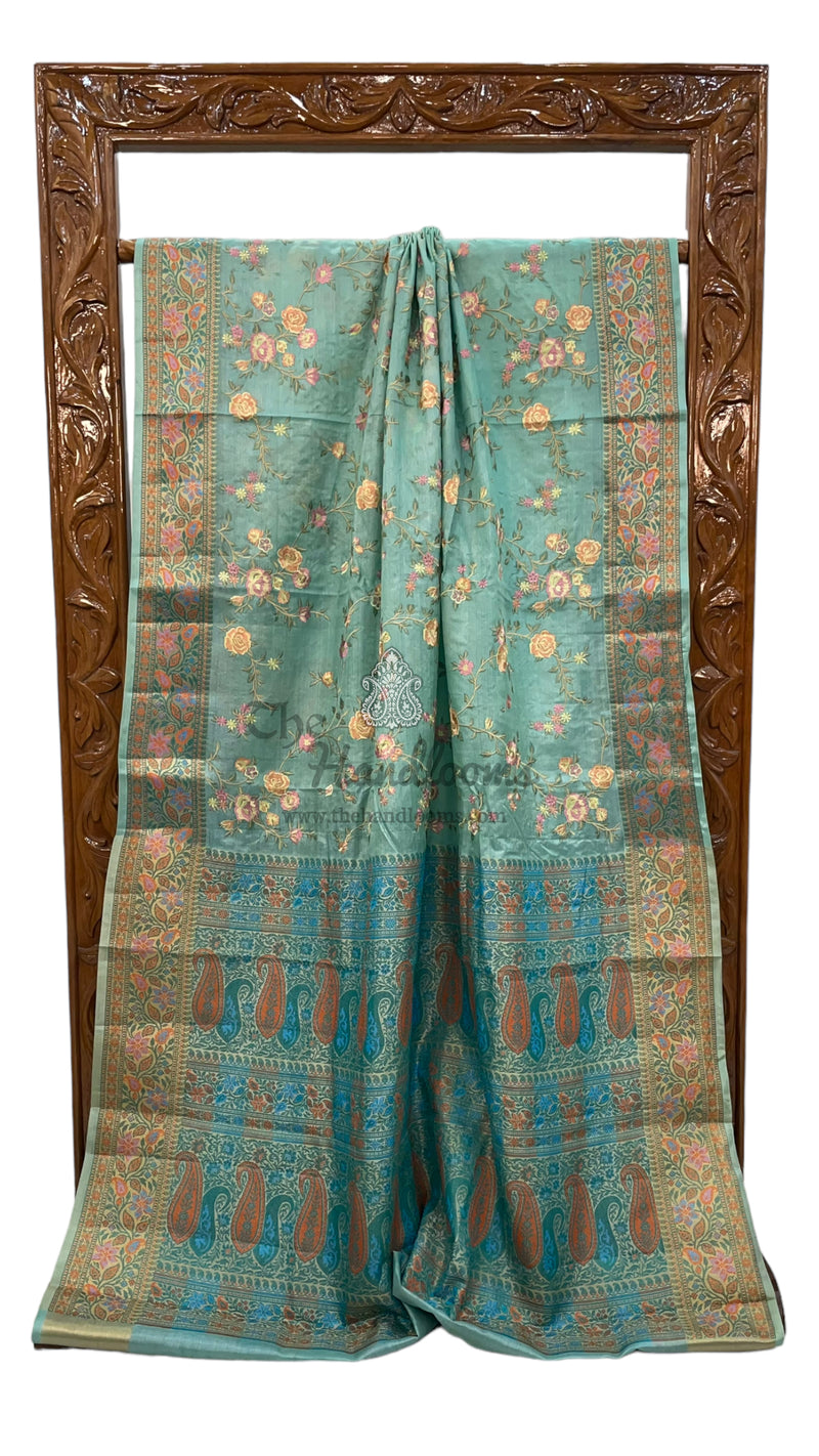 Tussar Silk Handloom Banarasi Saree With Chikankari - The Handlooms