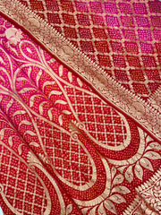 Pure Khaddi Georgette Bandhani Handloom Banarasi Lehenga - The Handlooms