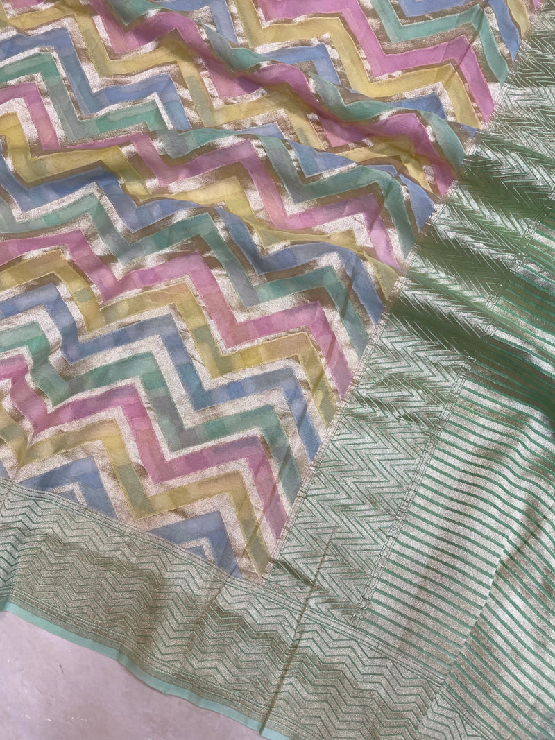 Pure Khaddi Georgette Handloom Banarasi Saree - The Handlooms