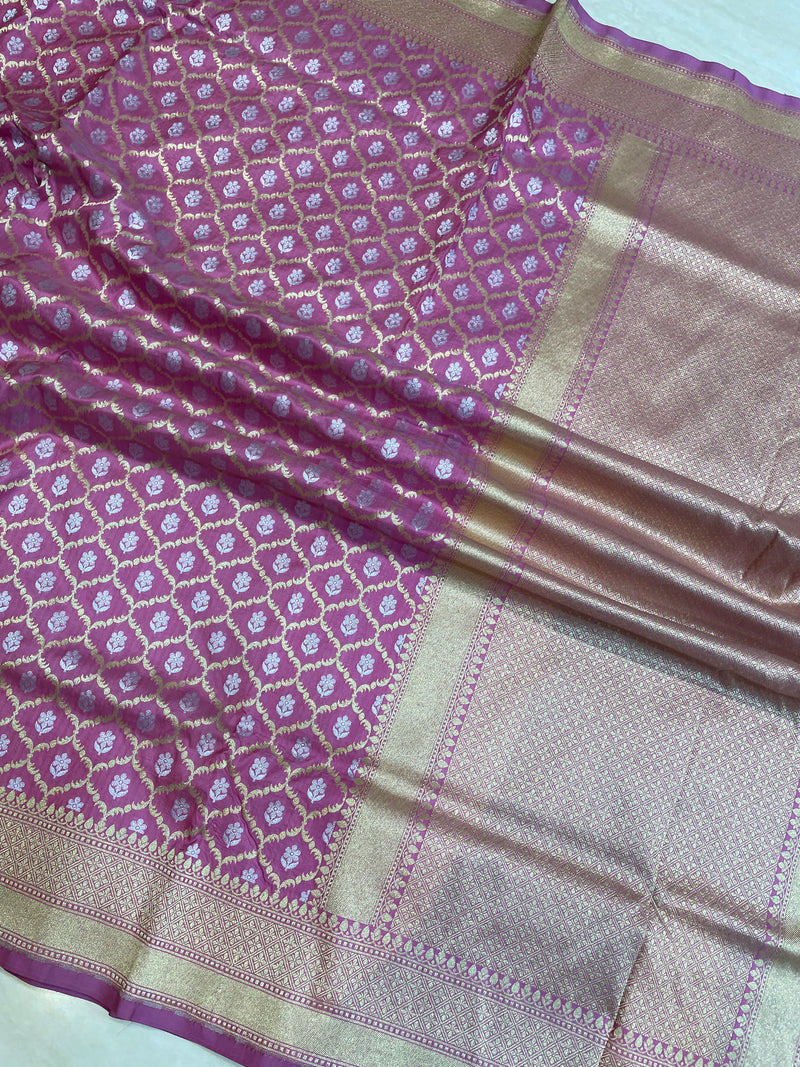 Pure Katan Silk Banarasi Handloom Saree - All over Jaal work - The Handlooms