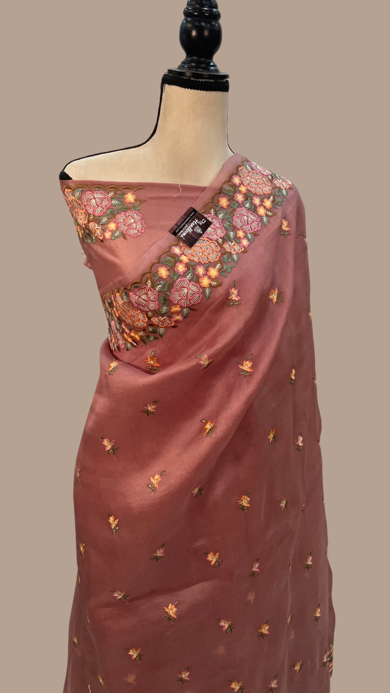 Pure Organza Chikankari Handloom Banarasi Saree - The Handlooms