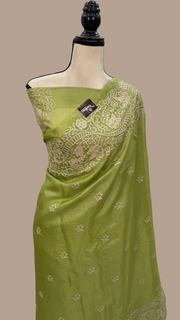 Tussar Silk Handloom Banarasi Saree With Chikankari - The Handlooms