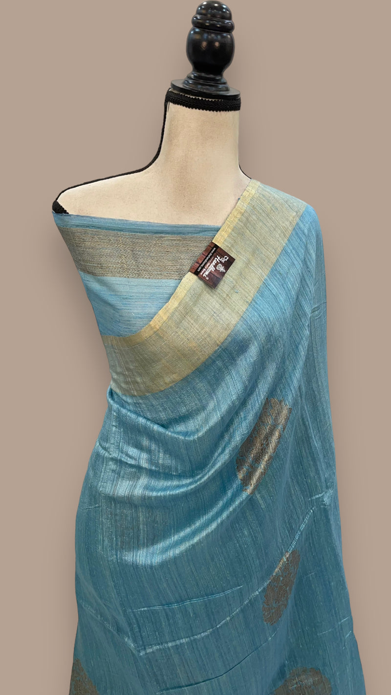 Pure Matka Tussar Silk Handloom Banarasi Saree - The Handlooms