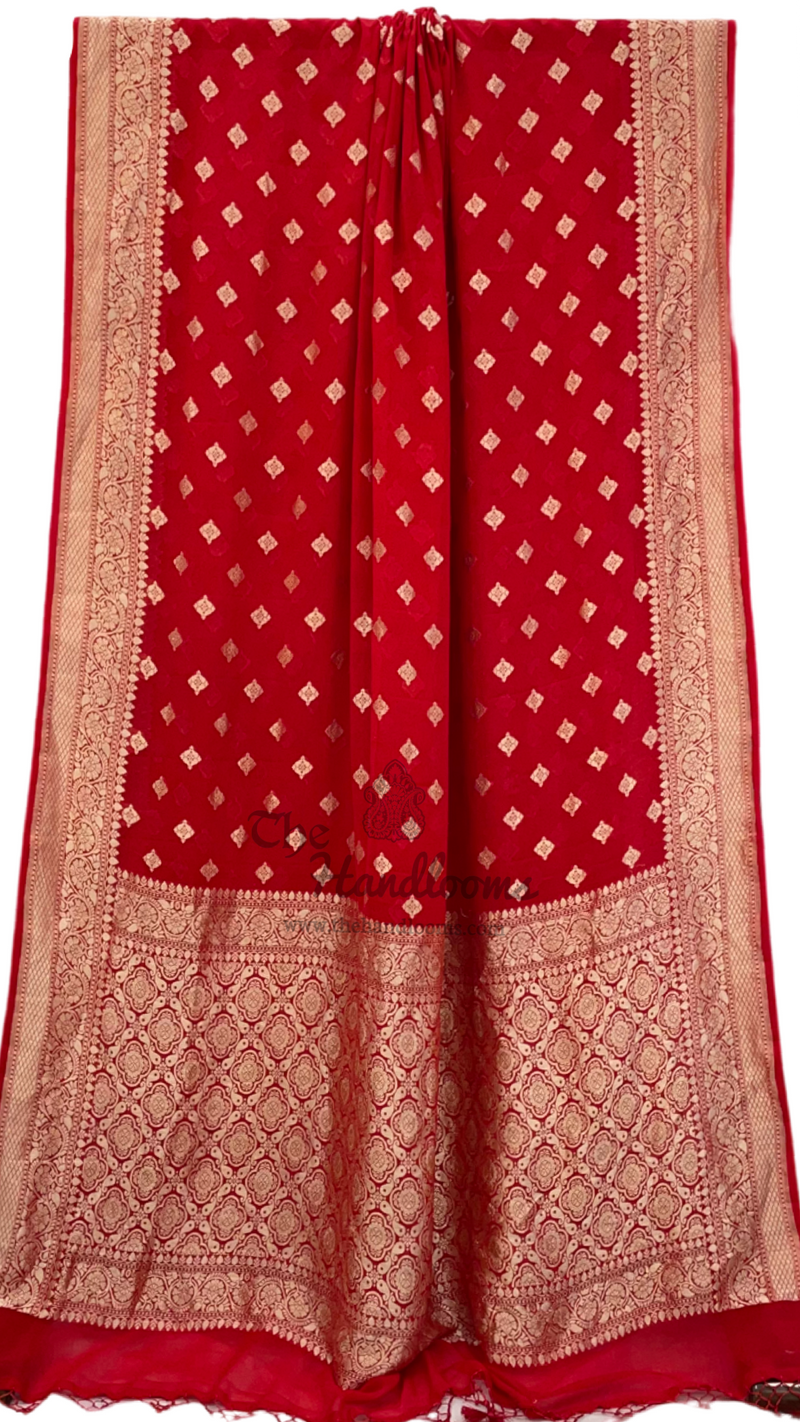 Khaddi Georgette Handloom Banarasi Saree - The Handlooms