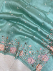 Pure Organza Chikankari Handloom Banarasi Saree - The Handlooms