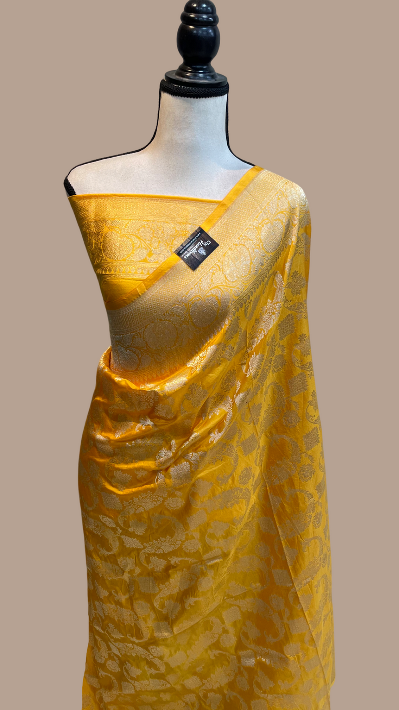 Pure Katan Silk Banarasi Handloom Saree - All Over Jaal Work - The Handlooms