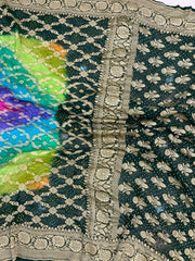 Pure Georgette Banarasi Bandhej Handloom Saree Multi shade - The Handlooms