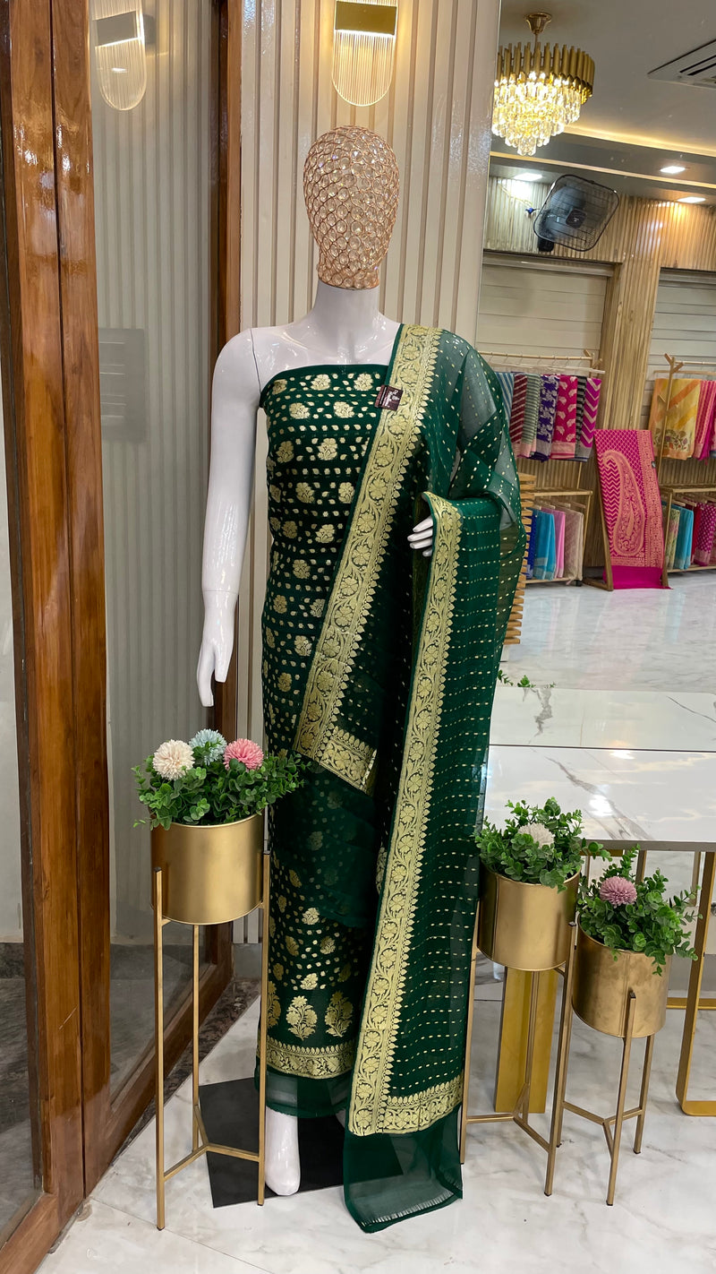 Khaddi Georgette Banarasi Dress material - The Handlooms