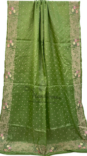 Tussar Silk Handloom Banarasi Saree With Chikankari - The Handlooms
