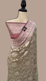 Khaddi Georgette Handloom Banarasi Saree - The Handlooms