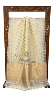 Off-white Pure Kora Handloom Banarasi Saree - The Handlooms