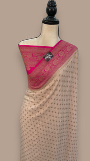 Pure Khaddi Crepe Georgette Handloom Banarasi Saree - The Handlooms