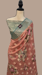 Pure Chiniya Silk Digital Print Handloom Banarasi Saree - The Handlooms