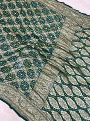 Pure Georgette Banarasi Bandhej Handloom Saree - The Handlooms