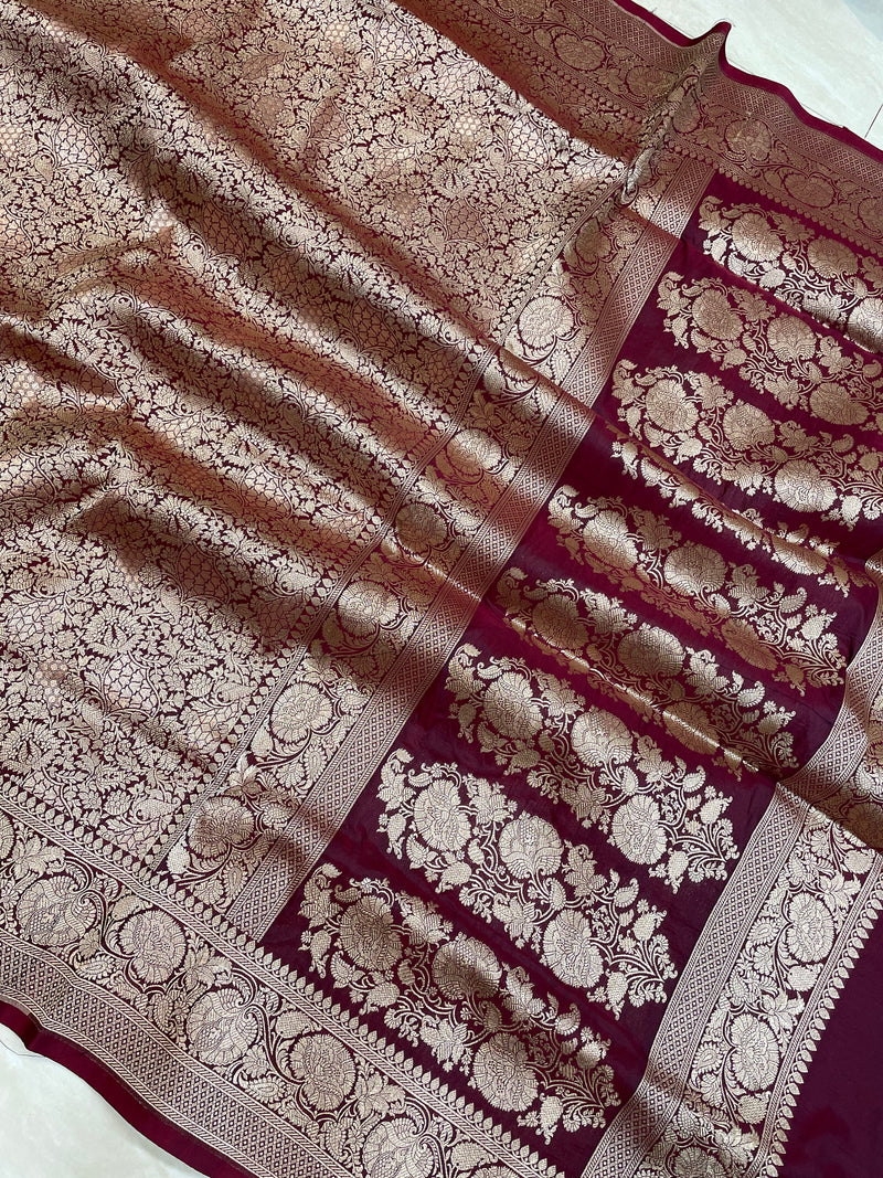 Pure Katan Silk Banarasi Handloom Saree - Tanchui Brocade - The Handlooms