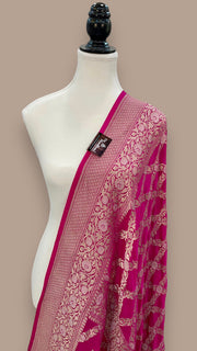 Pure Khaddi Georgette Dupatta - water zari - The Handlooms