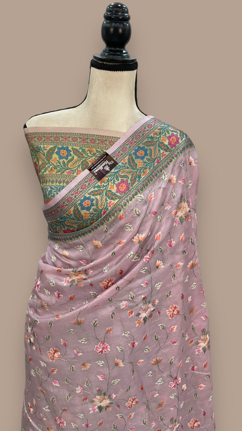 Tussar Silk Handloom Banarasi Saree With Chikankari - The Handlooms