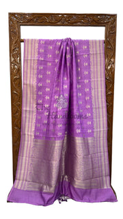 Lavender Pure Khaddi Chiniya Handloom Banarasi Saree - The Handlooms