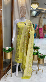 Pure Khaddi Georgette Banarasi Dress material - The Handlooms