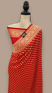 Khaddi Georgette Banarasi Saree - Gold zari - The Handlooms