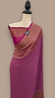 Khaddi Georgette Handloom Banarasi Saree -  Antique zari - The Handlooms