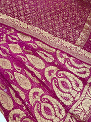 Pure Khaddi Georgette Bandhani Handloom Banarasi Lehenga - The Handlooms