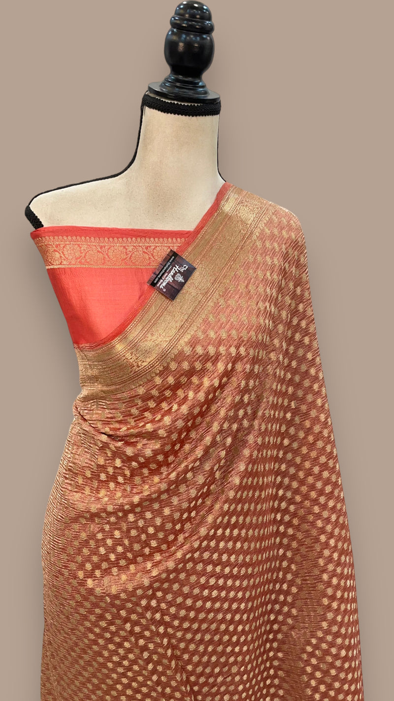 Pure Kora Tissue Crush Handloom Banarasi Saree - The Handlooms