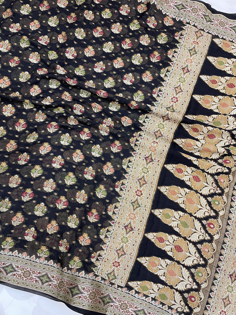 Pure Chiffon Khaddi Banarasi Saree - The Handlooms