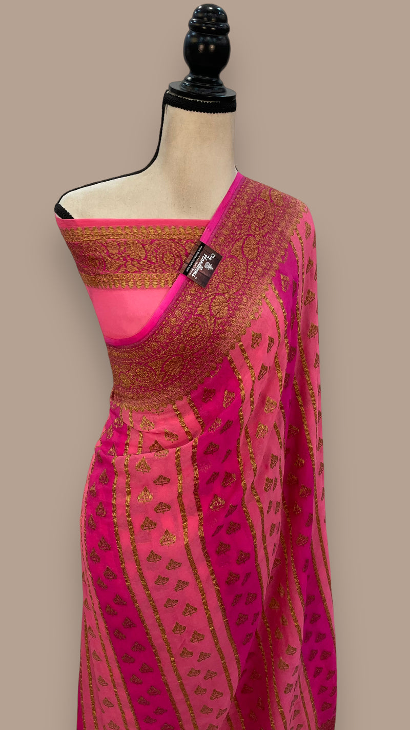 Khaddi Georgette Banarasi Saree -  Antique zari - The Handlooms