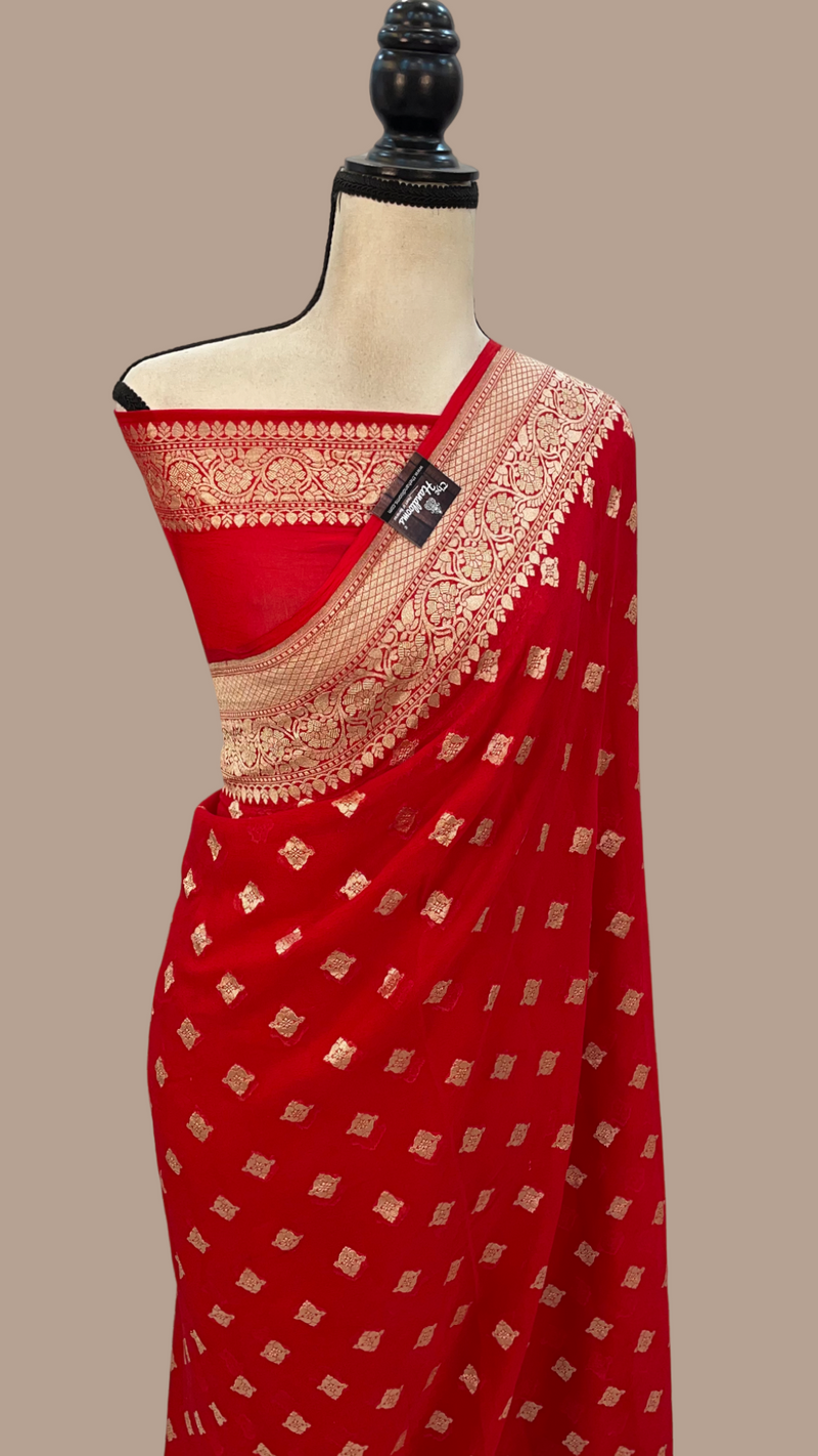 Khaddi Georgette Handloom Banarasi Saree - The Handlooms