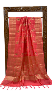 Pure Dupion Silk Banarasi Saree - Gold Zari - The Handlooms