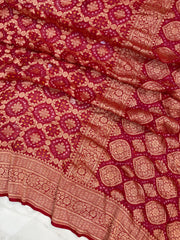 Pure Georgette Banarasi Bandhej Handloom Saree - The Handlooms