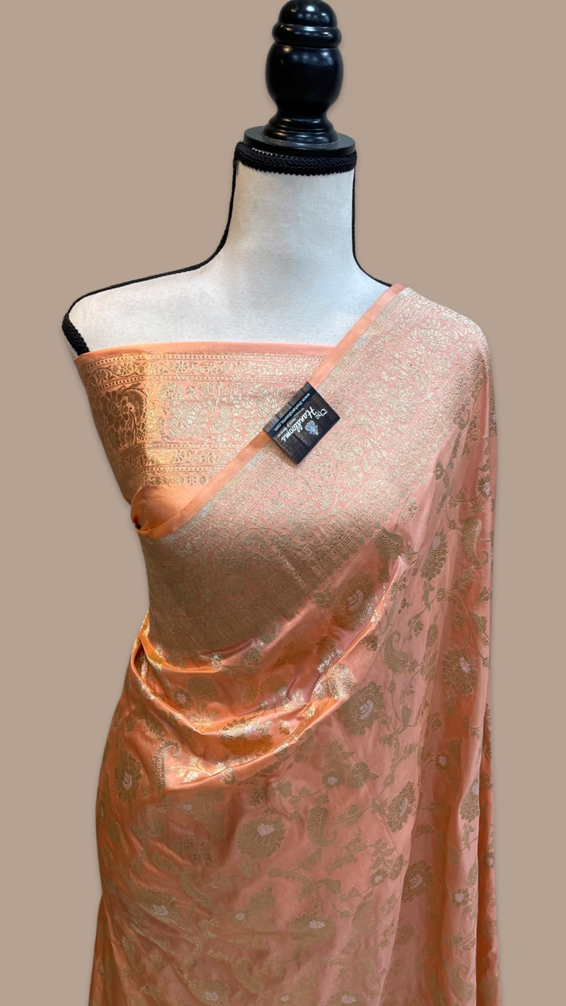 Pure Katan Silk Banarasi Handloom Saree - All over Sona Roopa Jaal work - The Handlooms