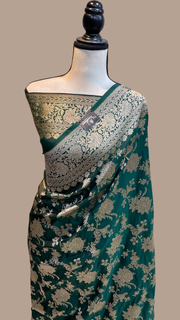 Pure Katan Silk Banarasi Handloom Saree - All Over Jaal Work - The Handlooms